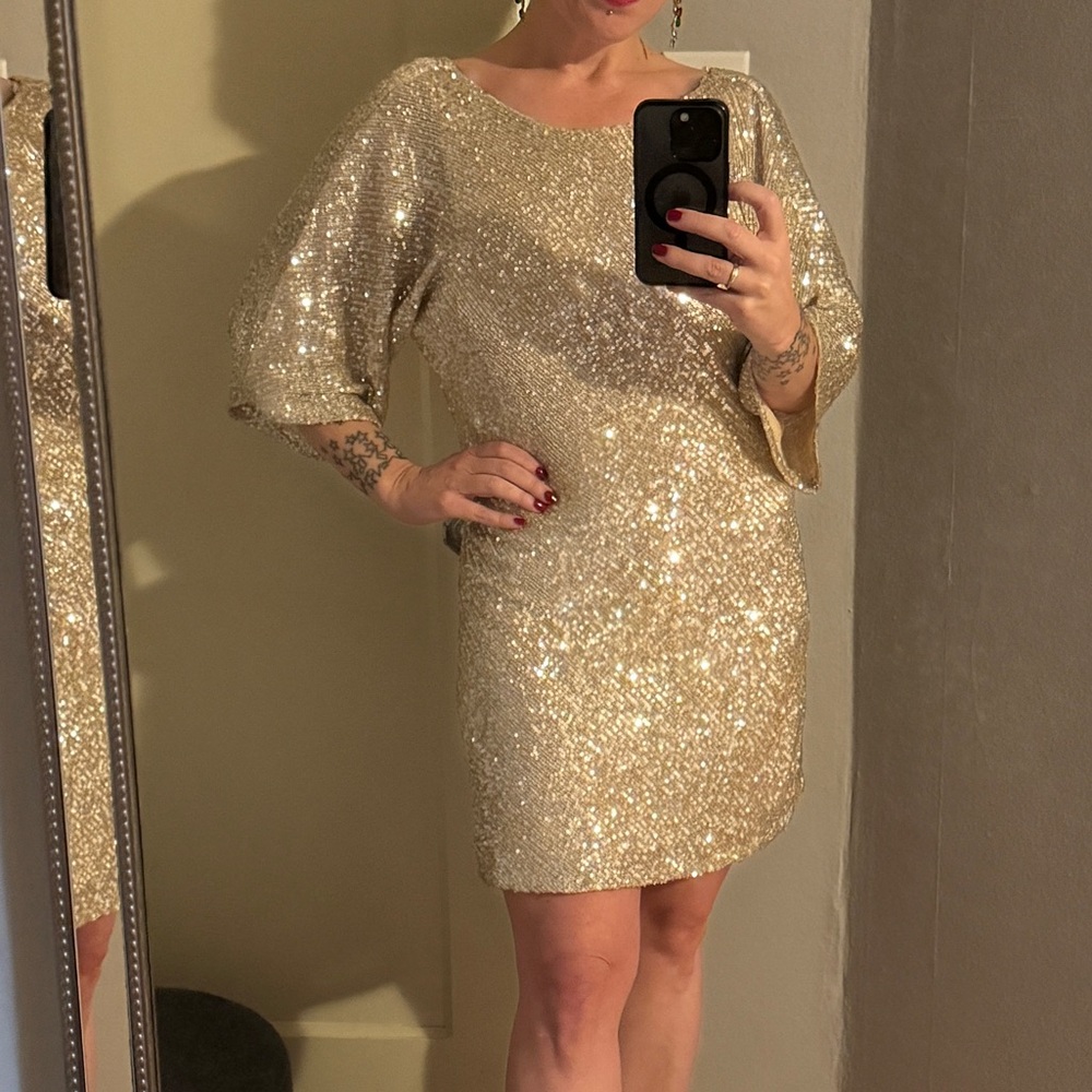 Sequin Mini Dress with Low Swooping Back